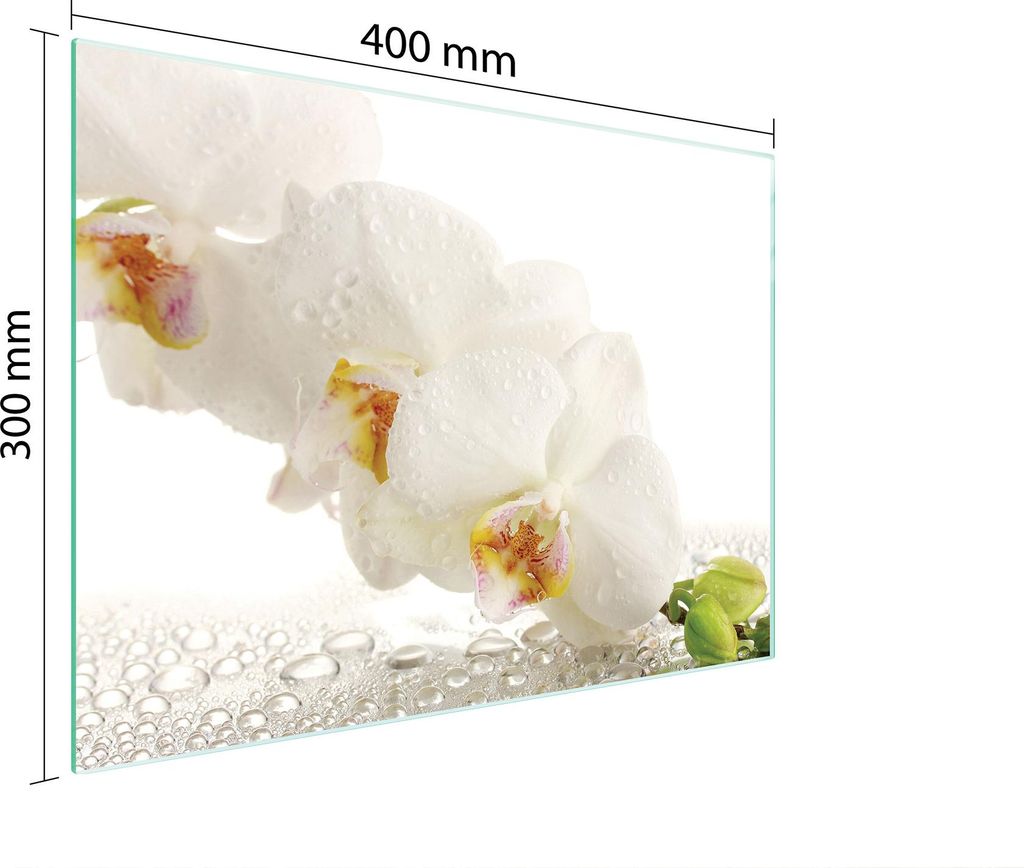 Schneidebrett Herdabdeckplatte Multiglasschneidplatte 40x30 cm Orchidee Weiß