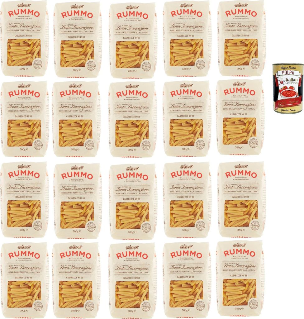 Rummo Casarecce n°88 – 20×500 g (10 kg) Pasta, bronzegeschnitten & „Lenta Lavorazione“, al dente, starke Saucenhaftung, Familien-/Gastro-Vo...