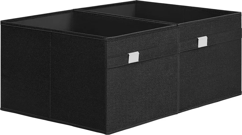 Boîtes de rangement en tissu noir lot de 2 avec poignées renforcées