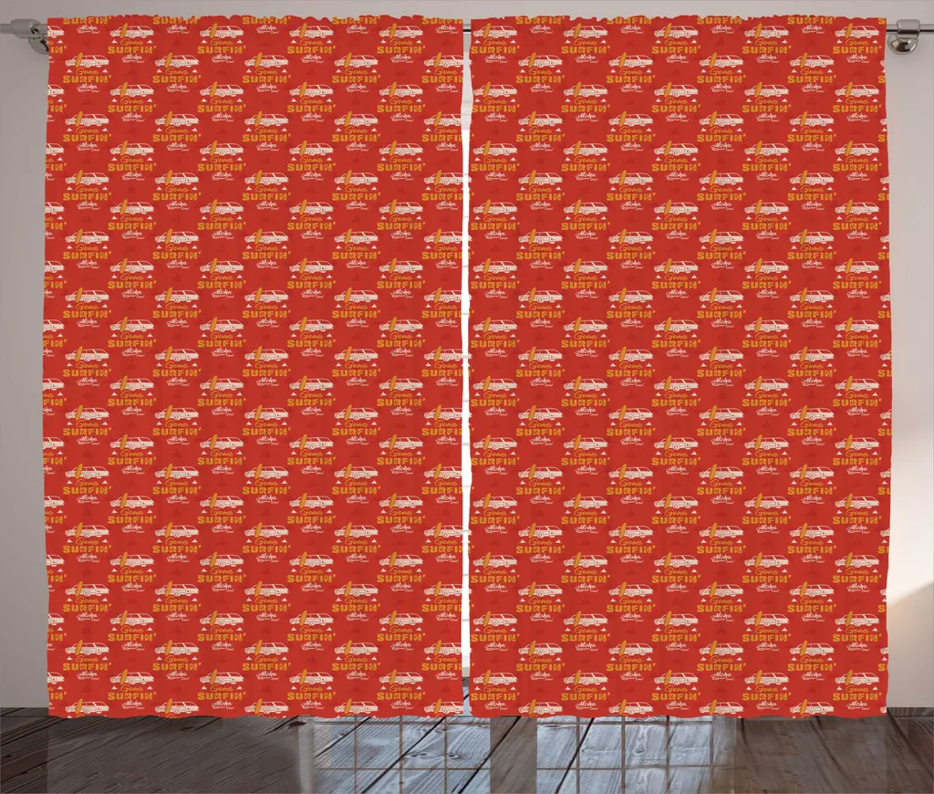 ABAKUHAUS Rideau de Plage Surfin Aloha Zeit Paprika 280x225cm