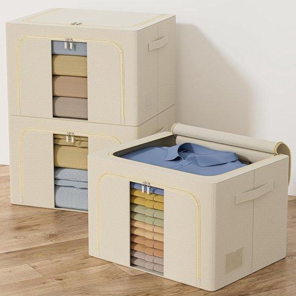 Stapelbare Opbergtassen, Metall, Beige, 198 Liter