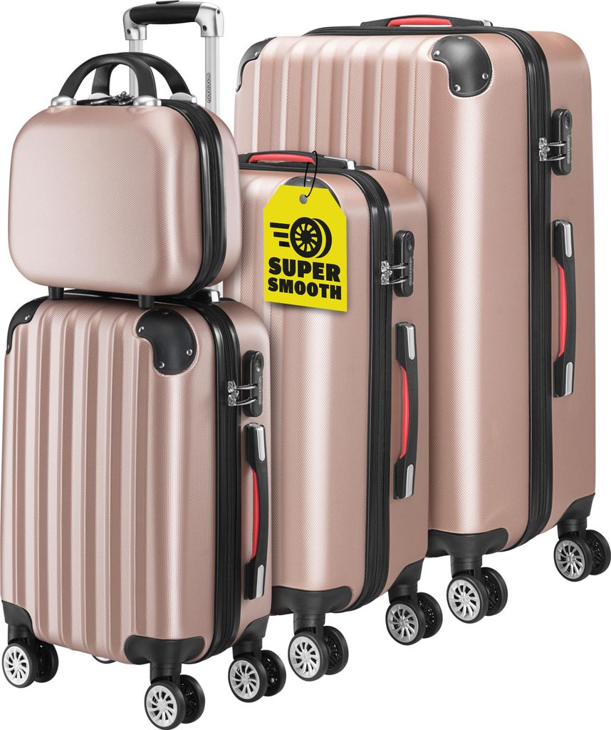 MONZANA® Set de 4 Valises Rose Doré avec Vanity-Case M/L/XL Image du produit 