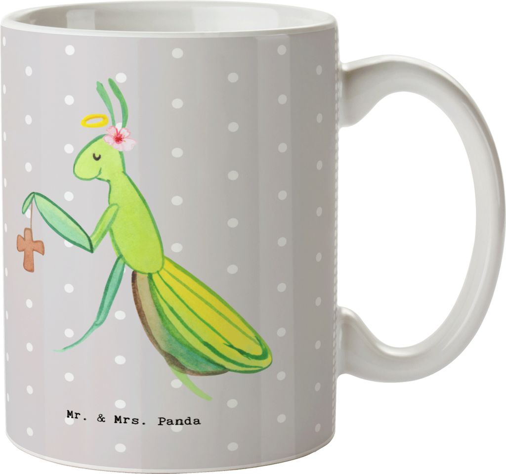 Mr. & Mrs. Panda Tasse Theologin Herz - Grau Pastell - Geschenk, Pott, Keramiktasse, Kaffeetasse, Teetasse, Kaffeebecher