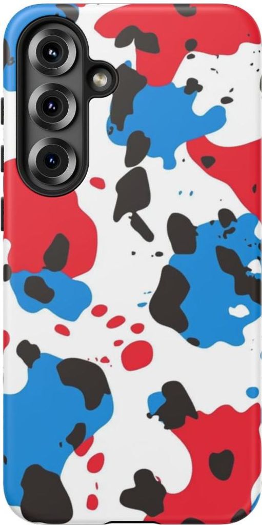 Abstraktes Rot-Blau-Fleckmuster – Hülle Kompatibel mit Galaxy S25 Plus