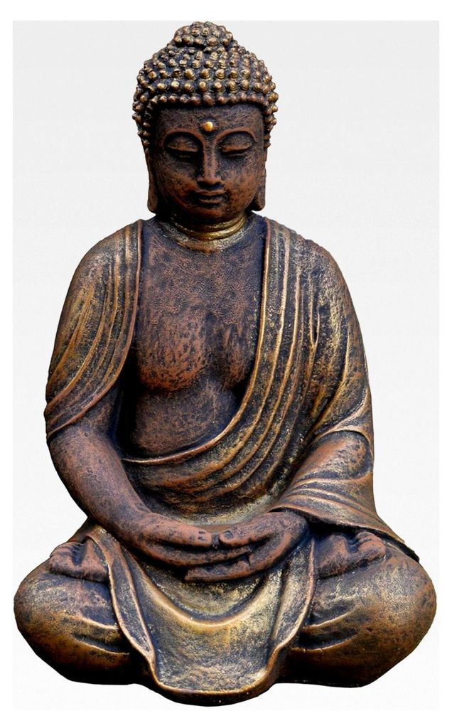 Buddha Statue aus Steinguss, frostfest (Gold)