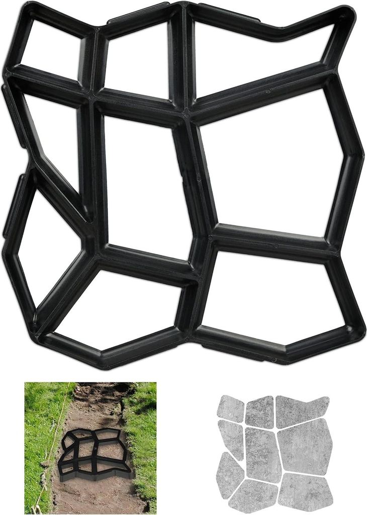 8x Gartenwegform - Gartenfliesenform - Beton-Gießform - Zierpflaster - Zement