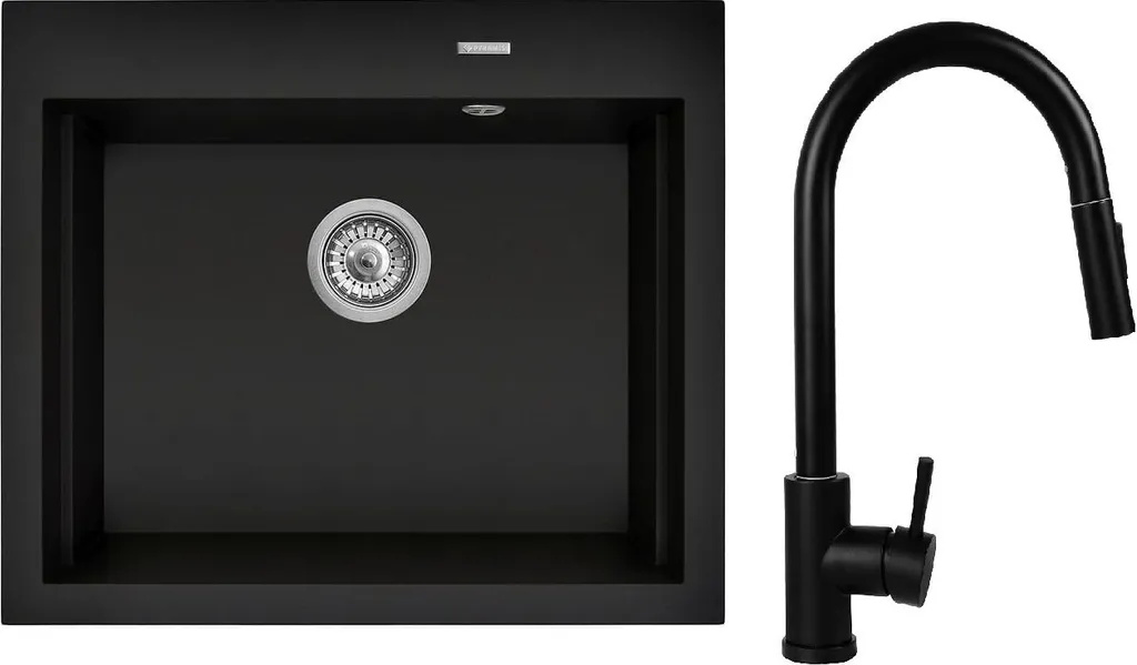 Évier Pyramis SIROS Noir 57cm avec Mitigeur IDEA Design Moderne
