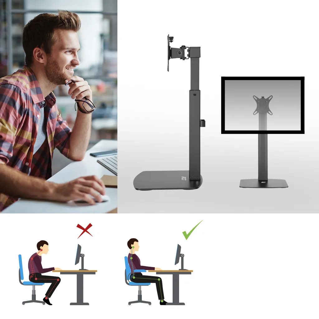 Support de table ACT AC8331 pour écran PC, idéal pour gagner de la place - 7