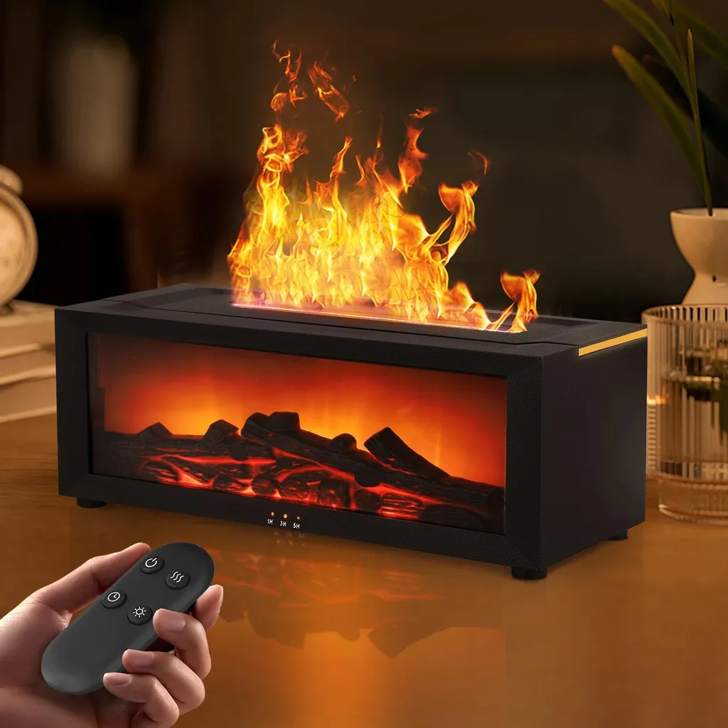 Umidificatore e diffusore di oli essenziali con effetto fiamma simulata