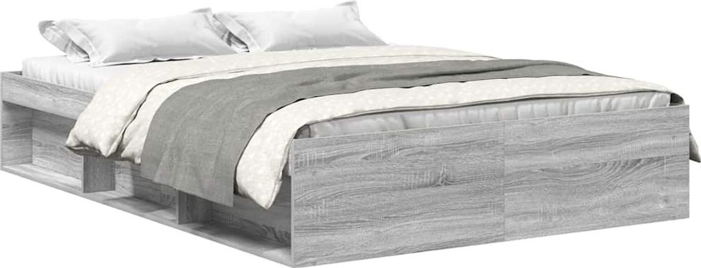 vidaXL Bettgestell Grau Sonoma 135x190 cm