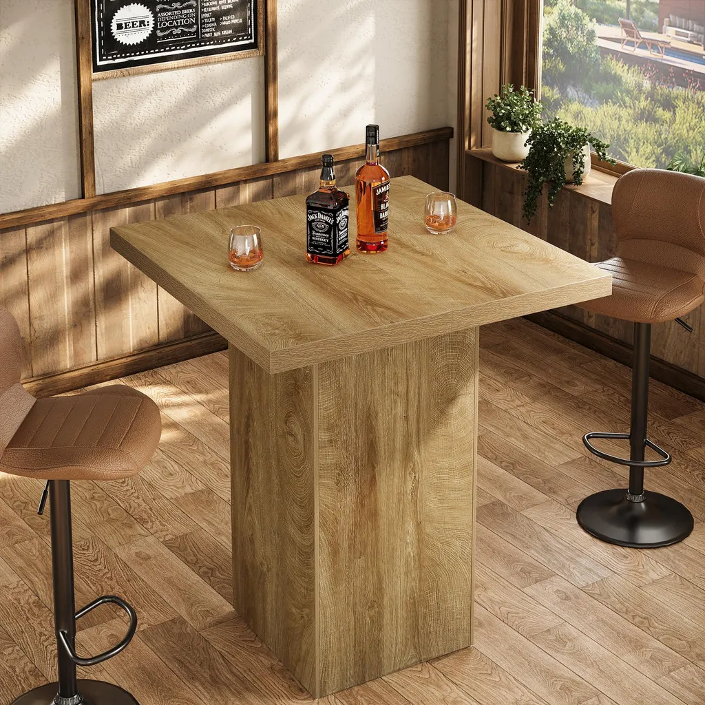 Table de Bar Industrielle avec Plateau Robuste, Table Haute Bistro 100cm