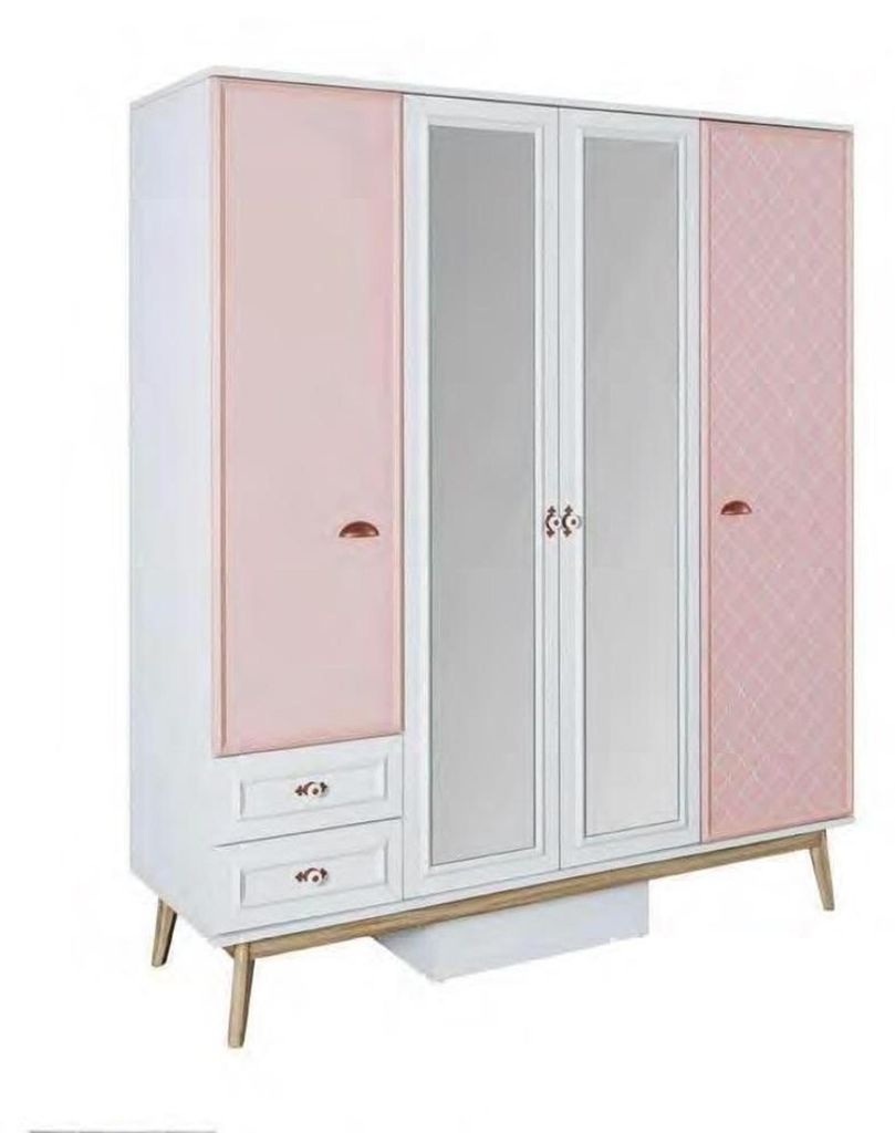 Kleiderschrank Moderner Holz Holzschrank Jugendzimmer Regal Schrank Mädchen Rosa