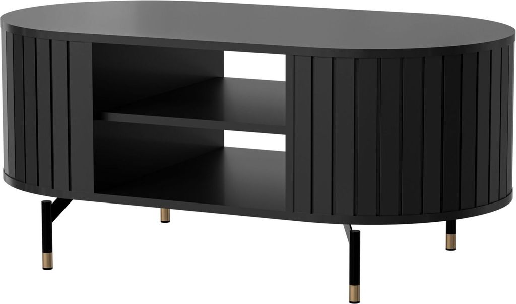Selsey Zante - Couchtisch oval mit Ablage, schwarz, 104x56 cm