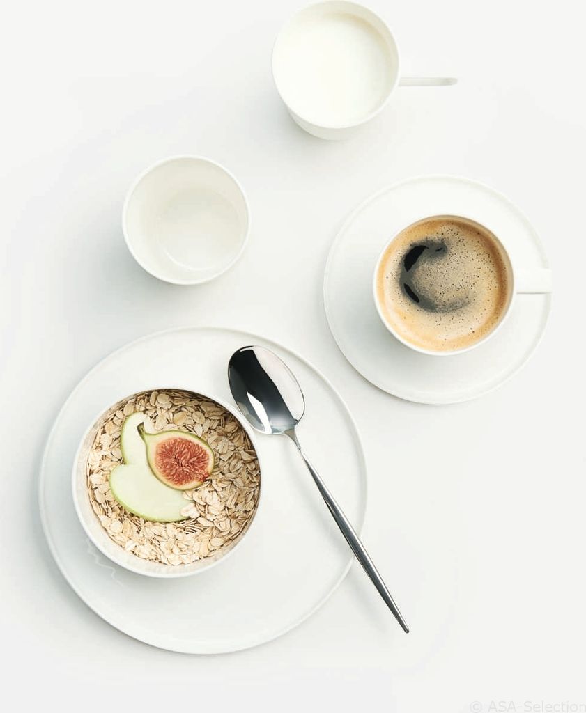 ASA Selection oco Kaffeetasse mit Unterteller, Kaffeebecher, Teetasse, Kaffee Tasse, Tee, Fine Bone China, Weiß, 2029013