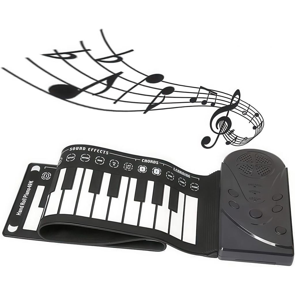 Roll Piano mit 49 Tasten,Tragbares Elektronisches Klavier,integriertem Lautsprecher, 16 Töne, 6 Demos, unterstützt Aufnahme