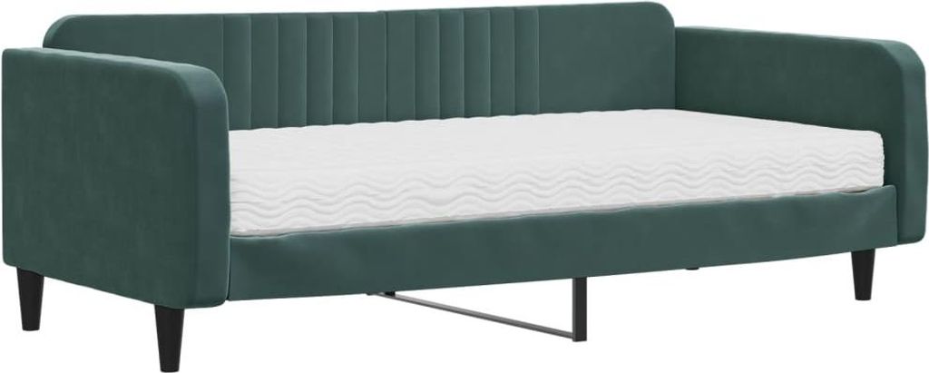 vidaXL Tagesbett mit Matratze Dunkelgrün 100x200 cm Samt