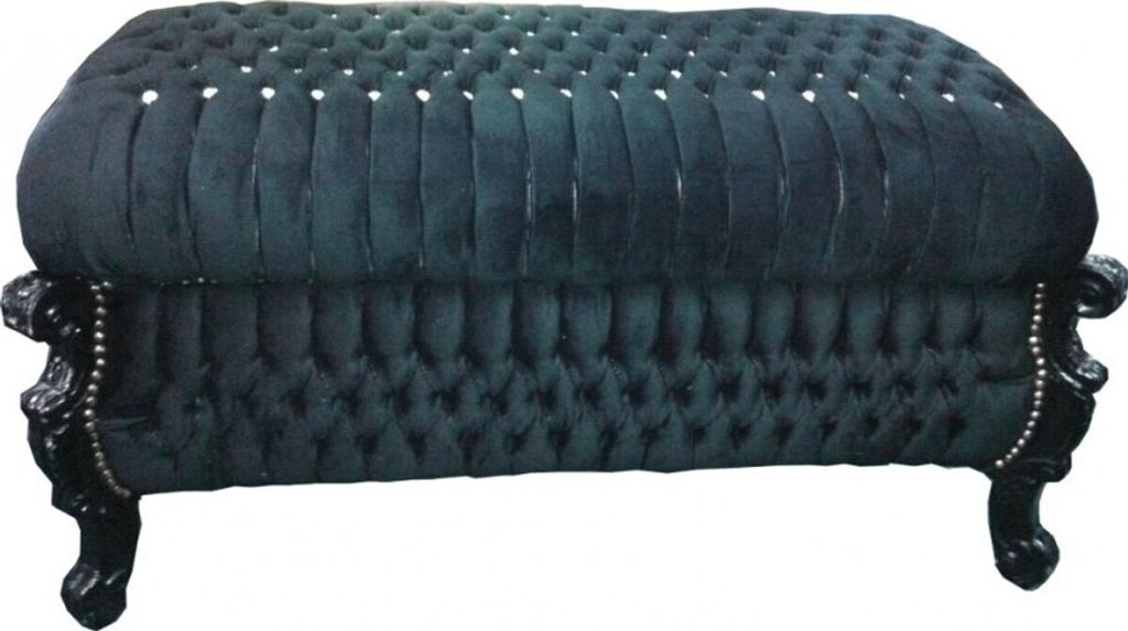 Barock Sitzbank (Truhe) Schwarz/Schwarz mit Bling Bling Steinen