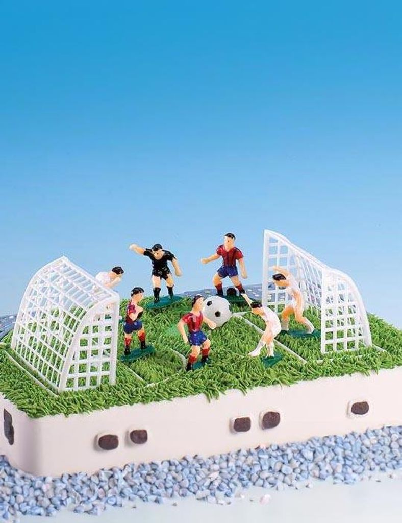 12-teiliges Fußball Tortendeko Set – Kuchen-Topper Mit Spieler-Silhouetten & Fußbällen, Für Kindergeburtstage & Sportpartys