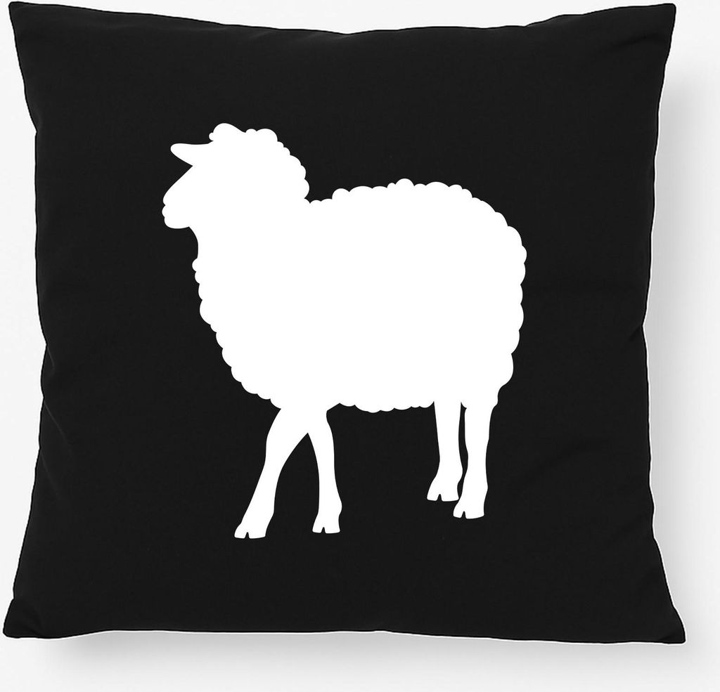 Huuraa Kissen Schaf Silhouette 40x40cm mit Füllung Black Baumwolle Dekokissen Geschenkidee