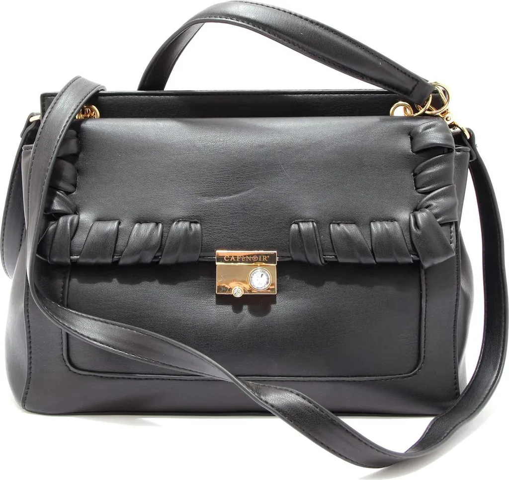 Sac à main femme noir CafèNoir 1958AO avec finitions soignées 30cm