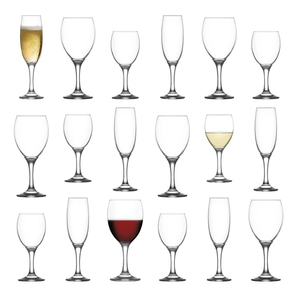 18pc Empire Weingläser & Champagnerflöten-Set - Spülmaschinenfest Glas Hochzeit Weihnachten Geburtstag Party Trinken Glaswaren Kelch Geschenkset...
