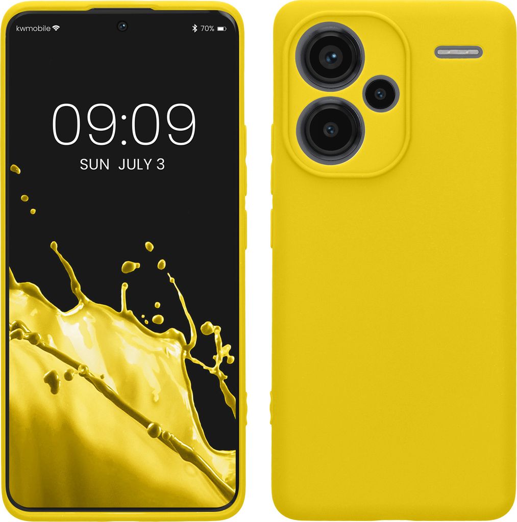 kwmobile Handyhülle kompatibel mit Xiaomi Redmi Note 13 Pro+ 5G / Redmi Note 13 Pro Plus 5G Hülle - Handy Case aus weichem Silikon in Strahlend Gelb
