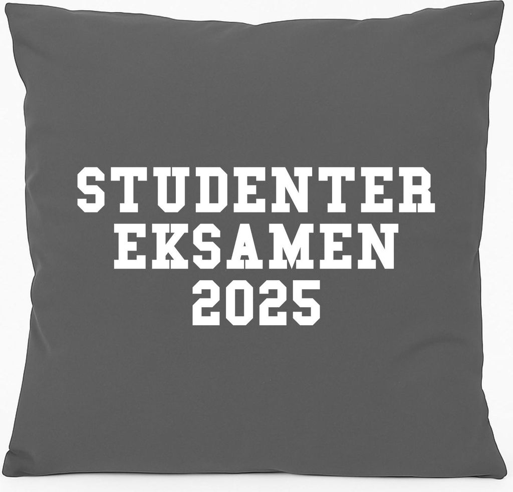 Huuraa Sofakissen Studentereksamen 2025 Abschluss Dänemark Geschenk 40x40cm mit Füllung Steel Grey Baumwolle Studentereksamen 2025 Mitbringsel