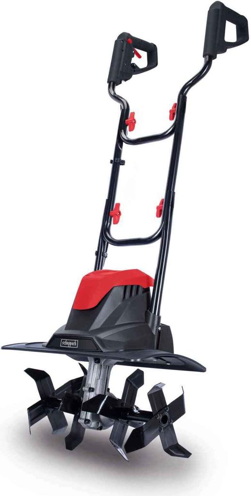 A product shot of a tiller on a white background.