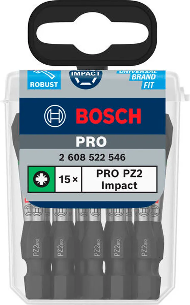 Bosch 2608522546 Pack 15 Embouts de Vissage Impact Control PZ2 25mm