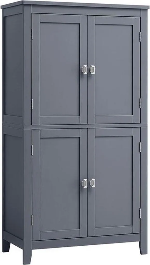Armoire 4 portes à étagères ajustables en hauteur gris 30 x 60 x 110 cm