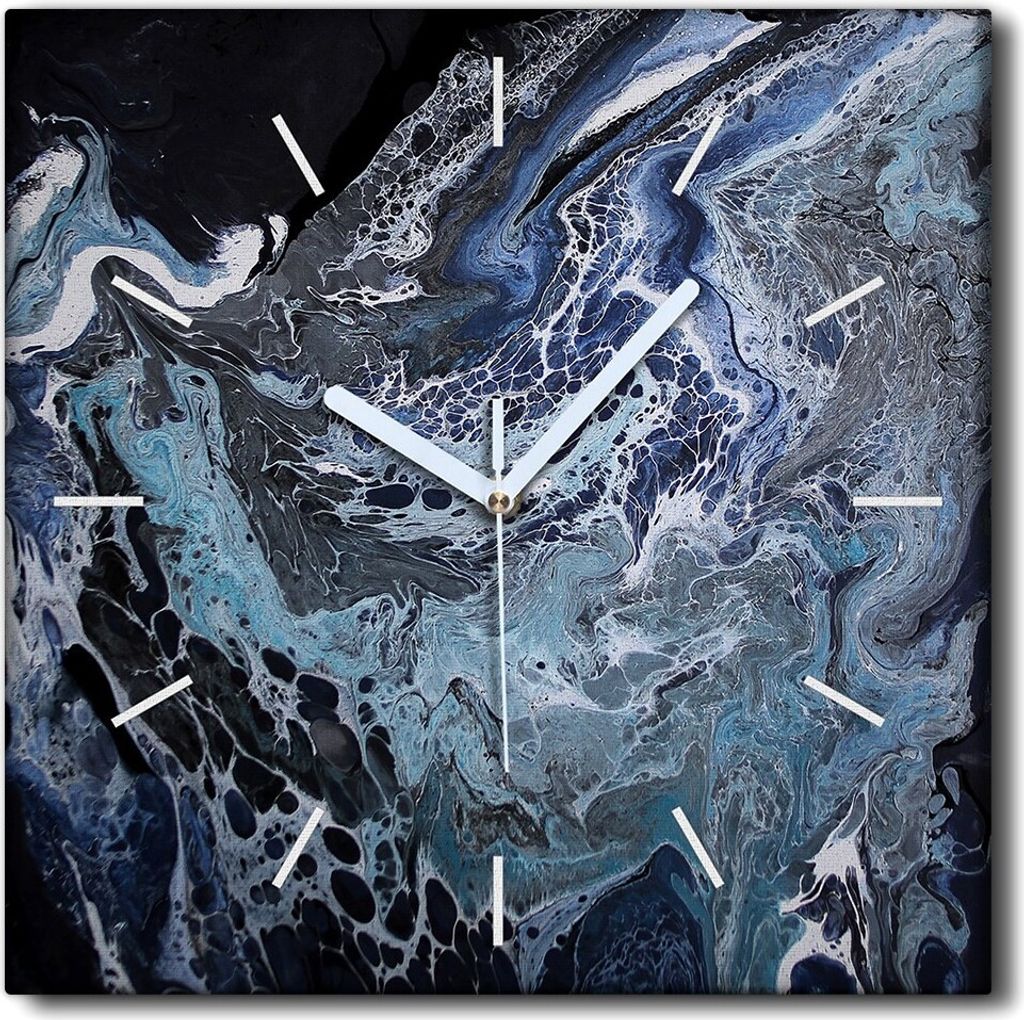 Coloray Uhr auf Leinwand 30x30 cm Wand Uhr Dekoration Wohnzimmer Segeltuch weiße Zeiger -Abstraktion Kunstkunst