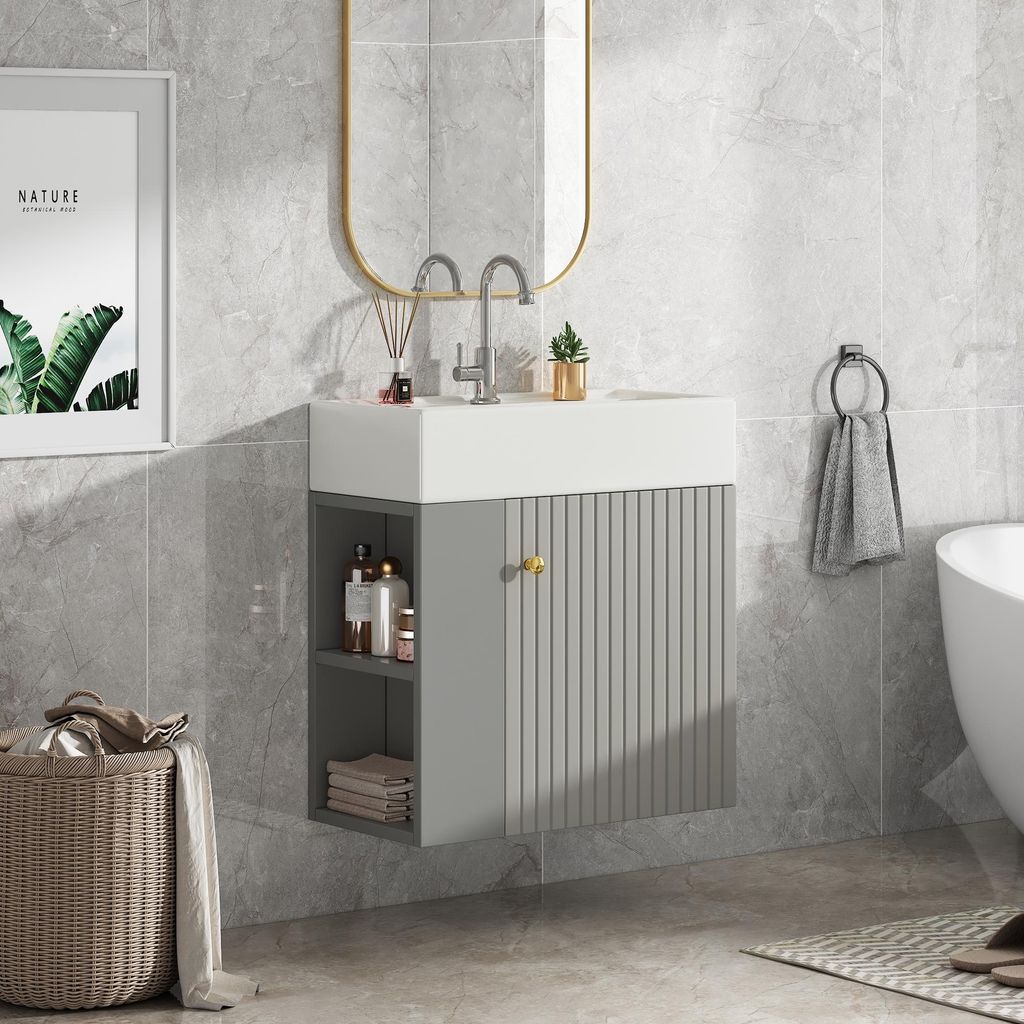 MODFU Meuble Sous-Vasque Suspendu - Meuble Lavabo Avec Image du produit 