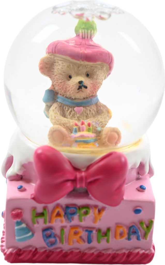 Kleine Schneekugel Bär 7cm - Süße Glitzerkugel Geschenk Weihnachten & Geburtstag - Mini Deko