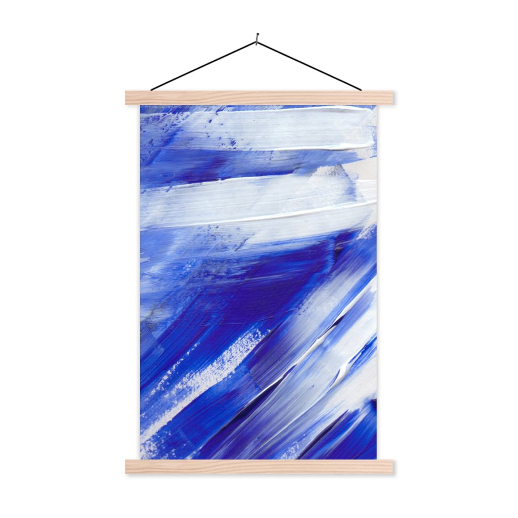 MuchoWow Textilposter Farbe - Design - Blau 40x60 cm mit holzfarbenen Rahmen - Poster