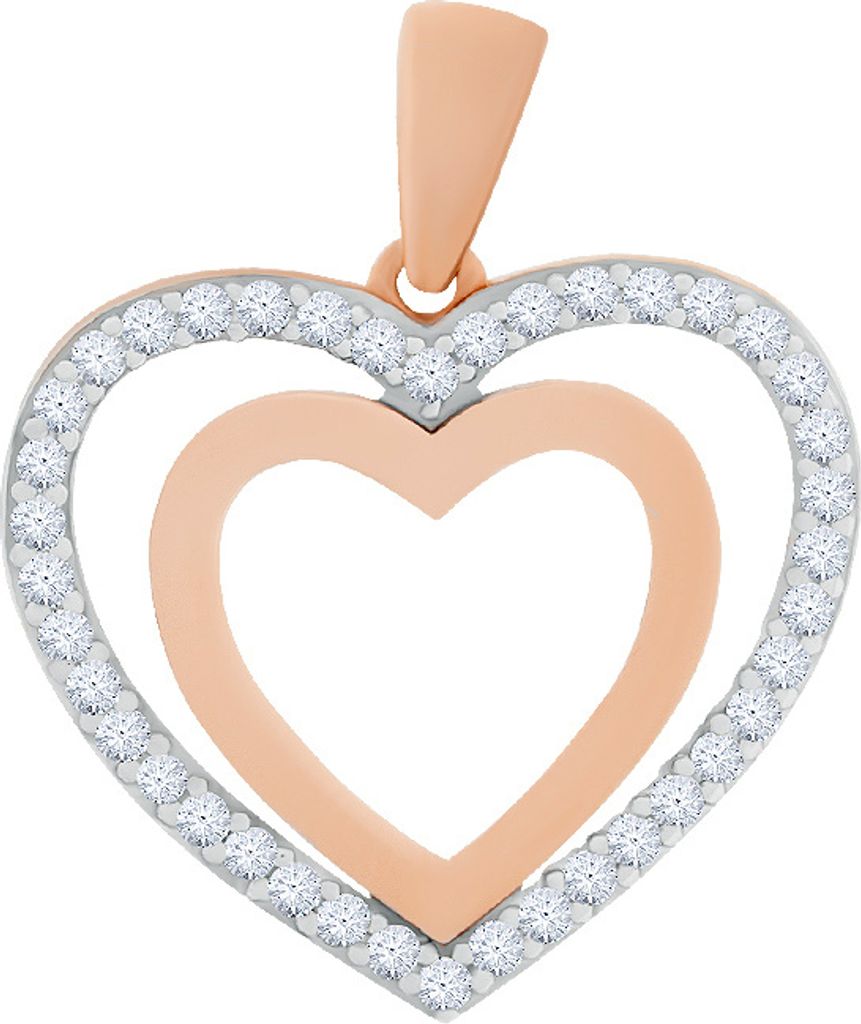 Golders Herz-Anhänger aus 585 Rotgold mit Zirkonia, Goldschmuck für Damen