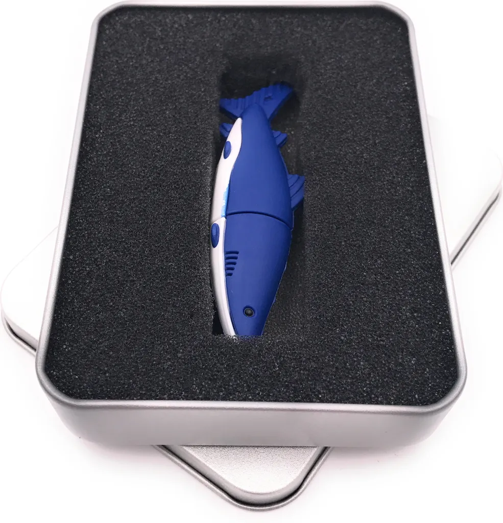 Chiavetta USB 32GB Onwomania Squalo Blu USB 3.0 con Box Alluminio