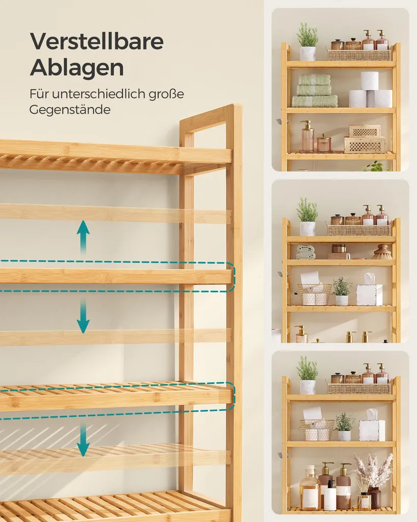 Rangement WC pour petits espaces avec tablette beige naturel modulable - 3
