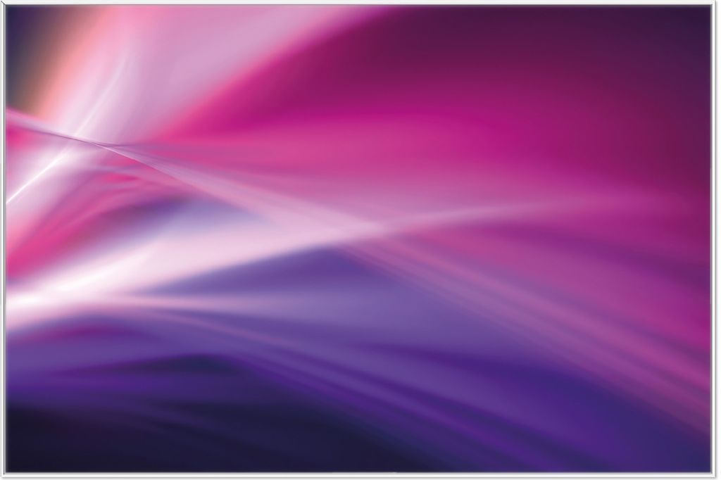 Wallario Wandbild Abstrakte Formen und Linien in pink lila, Größe: 61 x 91,50 cm, Poster mit weißem Aluminiumrahmen