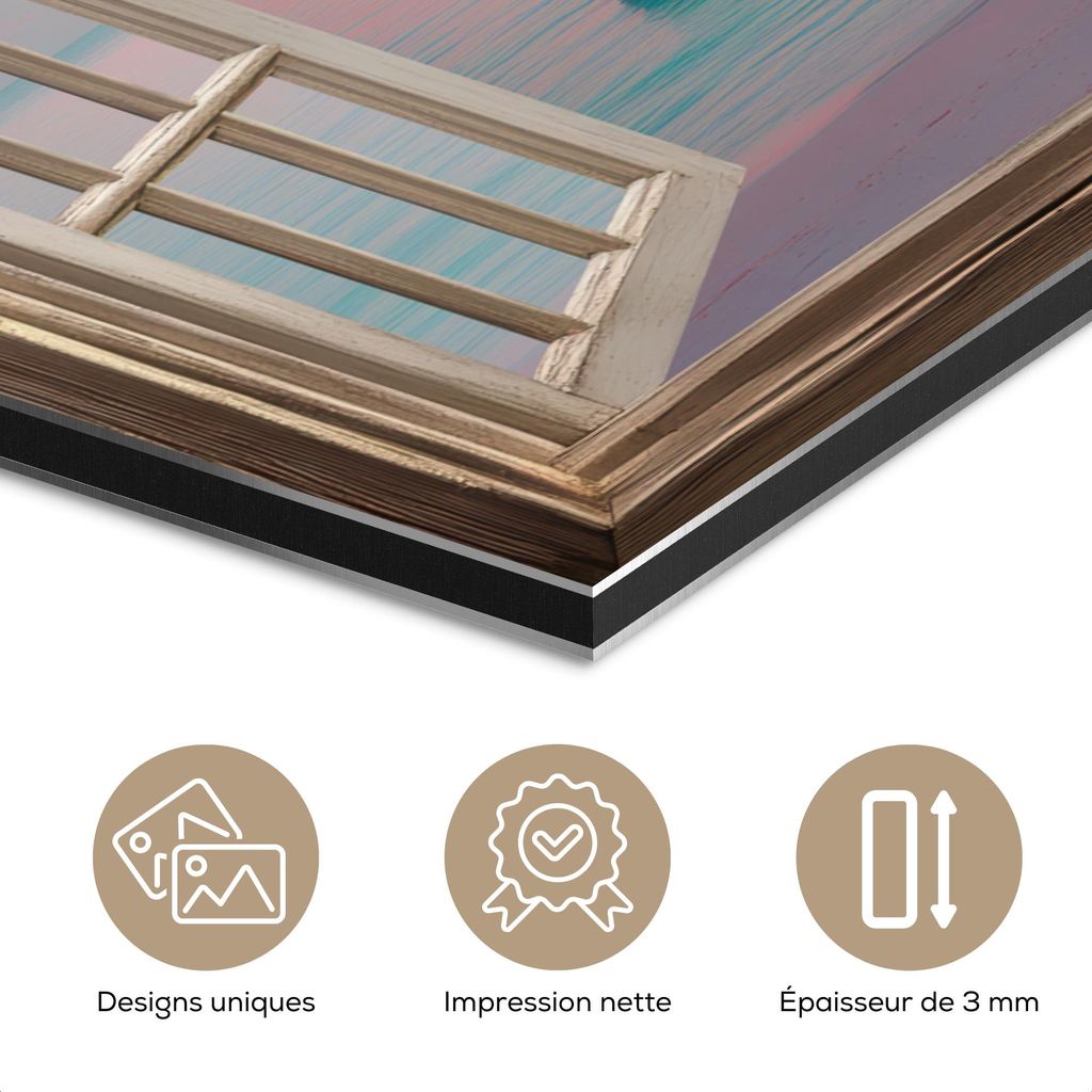 MuchoWow Wanddekoration Metall Metallbild Wandkunst 120x80 cm Durchblick - Strand - Palme - Tropisch MuchoWow Aluminium Gemälde - Alu Bild