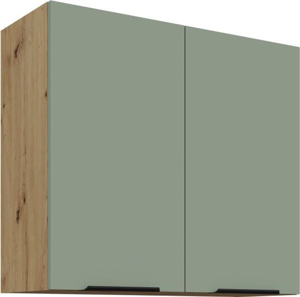 Meuble haut de cuisine LUNARA - largeur 80 cm, vert / chêne Image du produit 