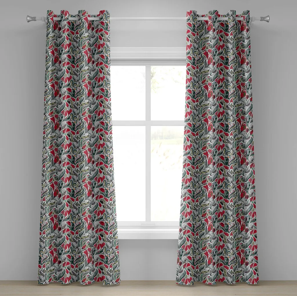 Tende Lavabili ABAKUHAUS 280x245cm Floreali Occhielli Grigio Rosa