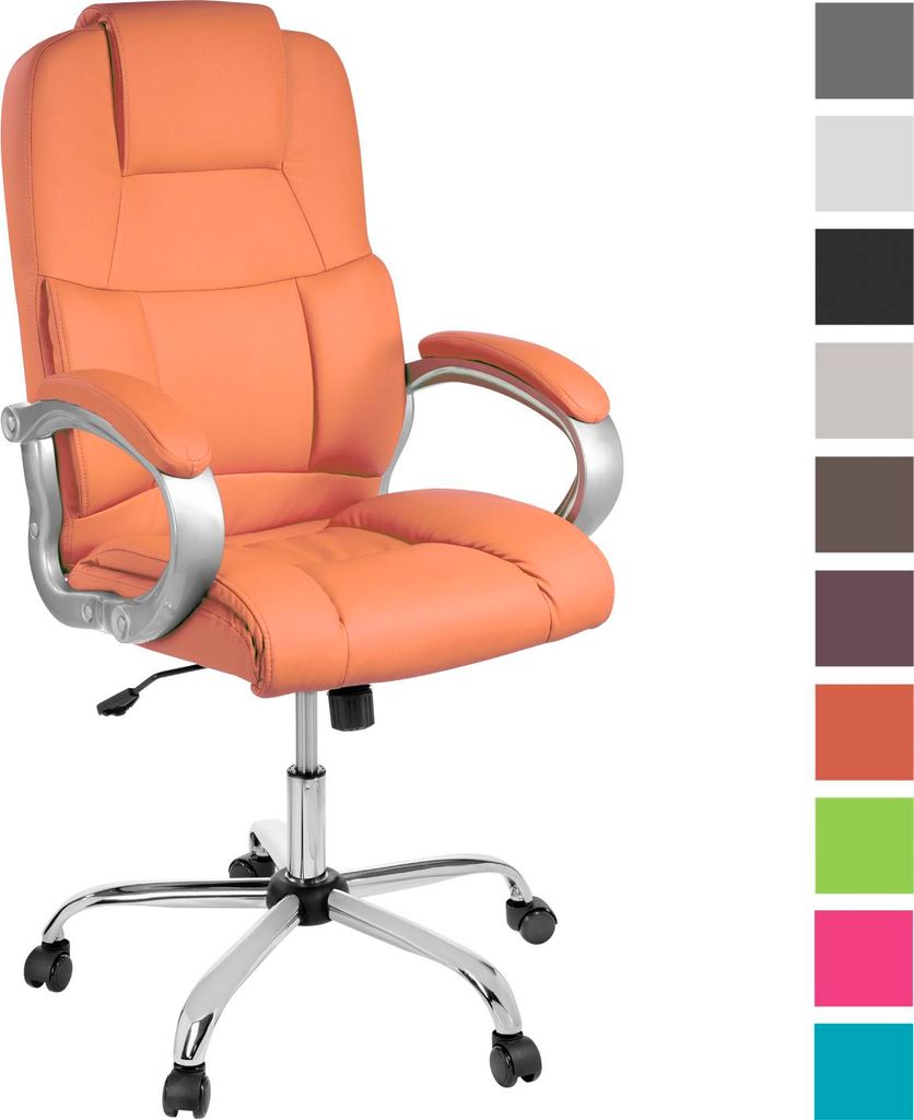 TPFLiving bequemer XXL Bürostuhl DENVER XXL Chefsessel belastbar bis 150 kg, orange | Wippfunktion | stabile Castor Rollen | hochwertig