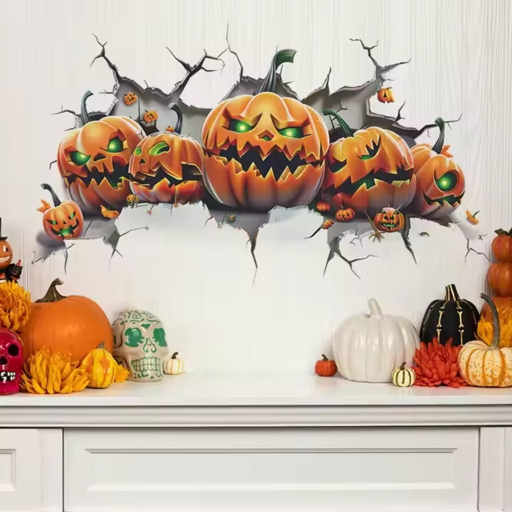 Gruselige Kürbis Wandaufkleber für Halloween - Typ 2 KP34647