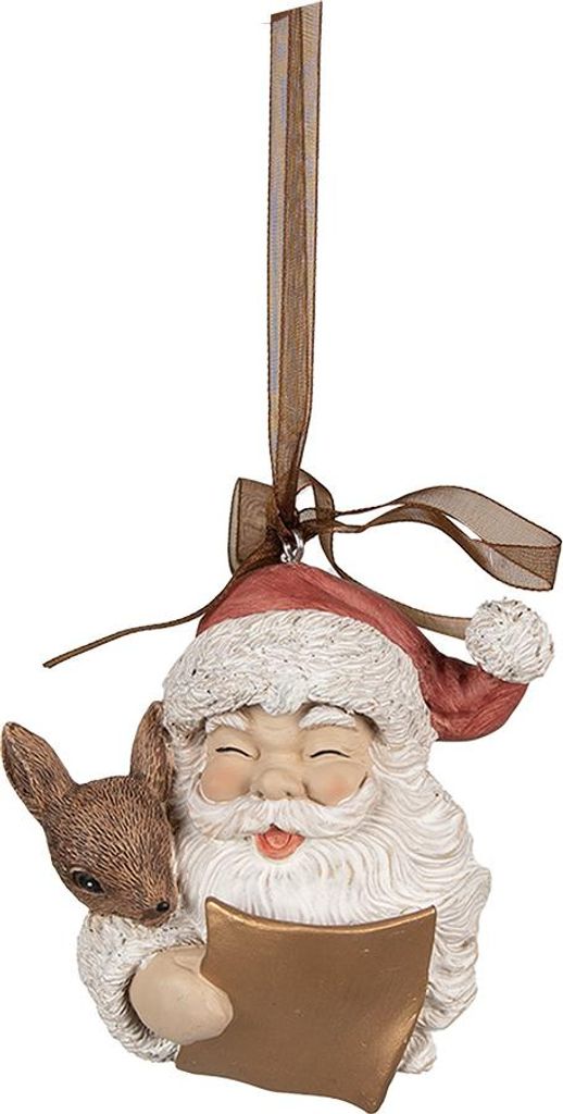 Clayre & Eef Weihnachtsanhänger Weihnachtsmann 9 cm Rot Polyresin
