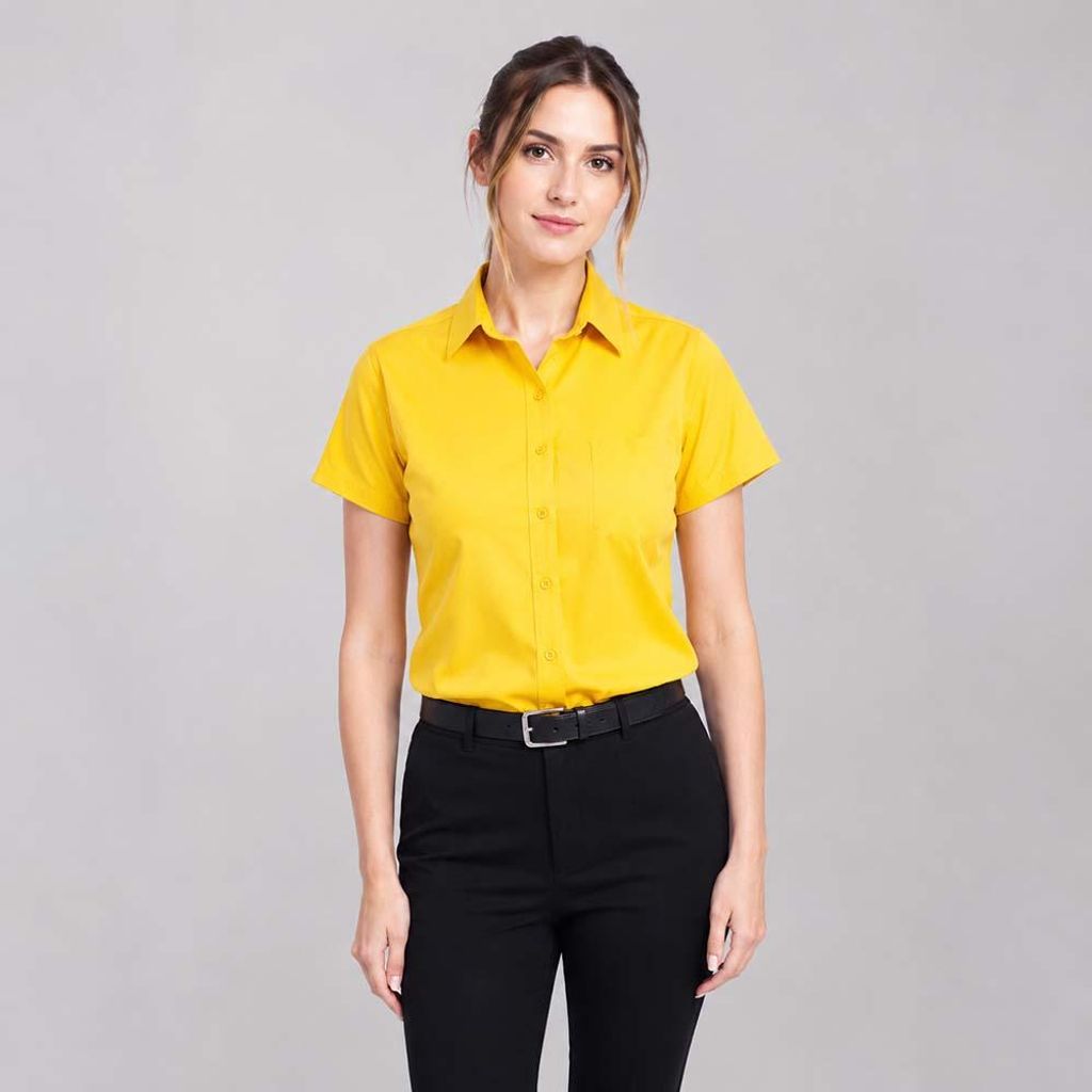 Damen Bluse halbarm gelb, Gr. 46  : 46 : gelb : 60% Produktbild 