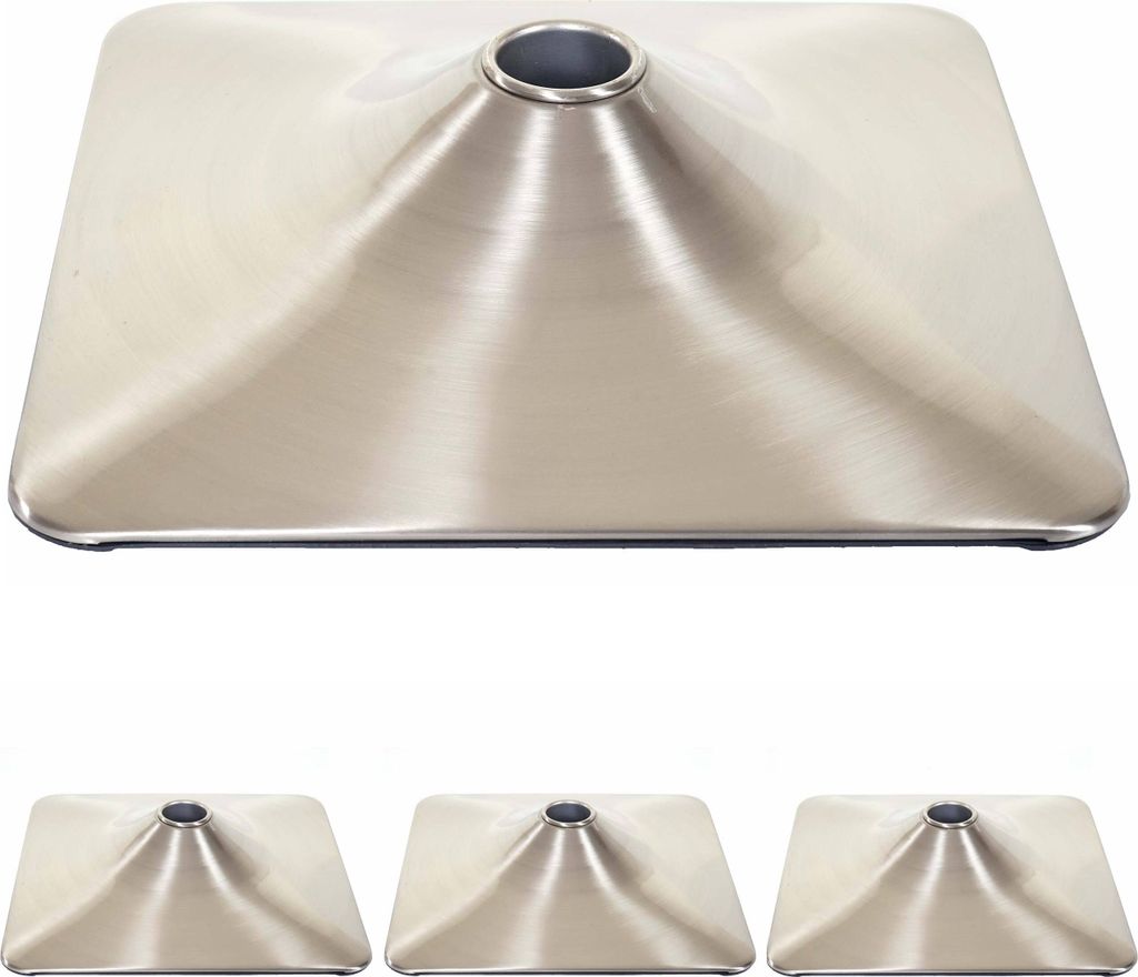 4er-Set Fußteller Fußplatte Fuß für Barhocker Barstuhl Drehstuhl Esszimmerstuhl, rechteckig Metall gebürstet Ø 37,5cm