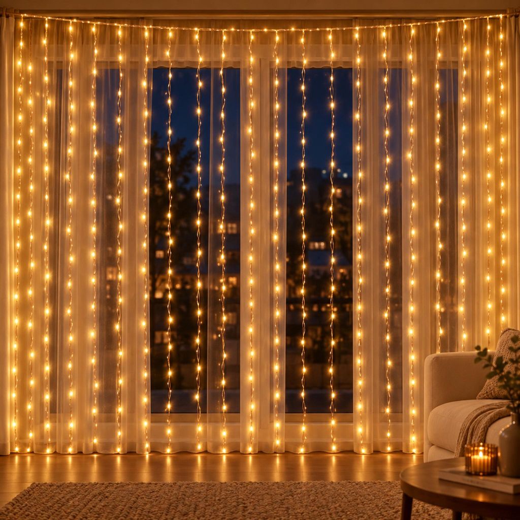LED Lichtervorhang USB mit Fernbedienung – Lichterkette Produktbild 