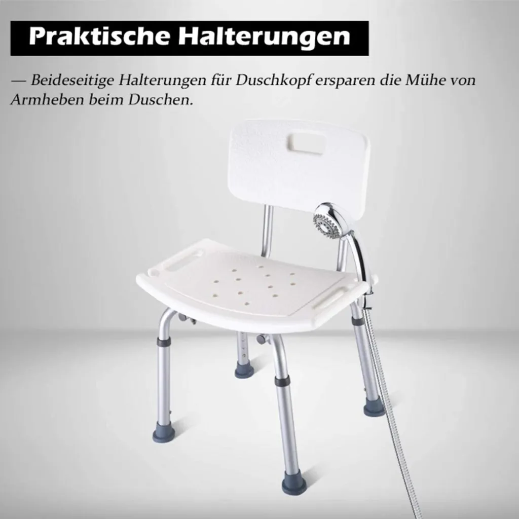 Tabouret de douche antidérapant réglable en hauteur châssis aluminium - 6