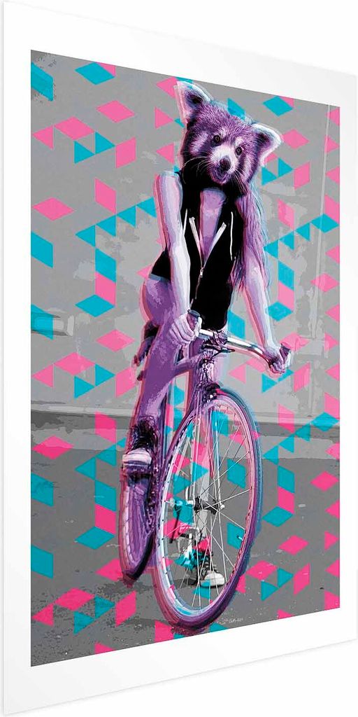 Posterpapier Poster - Raccoon on a Bicycle 29.7x42 cm Tiere i-C-0140-ao-a