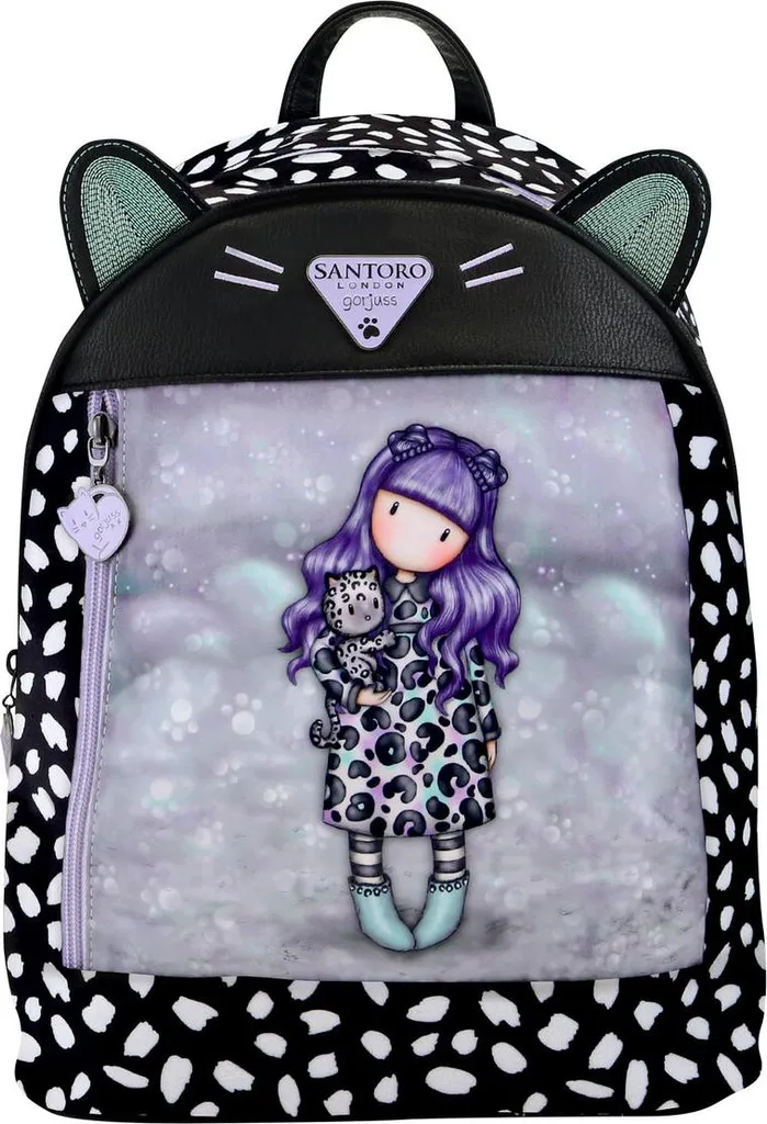 Zaino Gorjuss Smitten Kitten Nero Bianco | Fashion Backpack Santoro